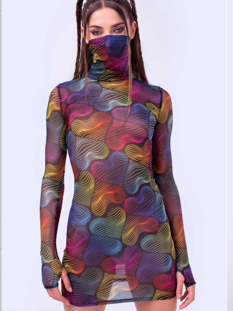 Badinka Wild Heartz Mesh High Neck Dress (Xs-S) — image 2 of 6